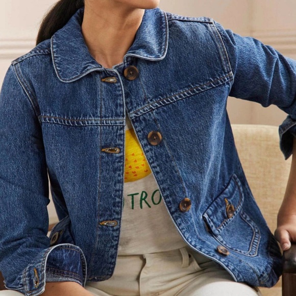 Boden blue denim button-up jacket - Picture 4 of 14